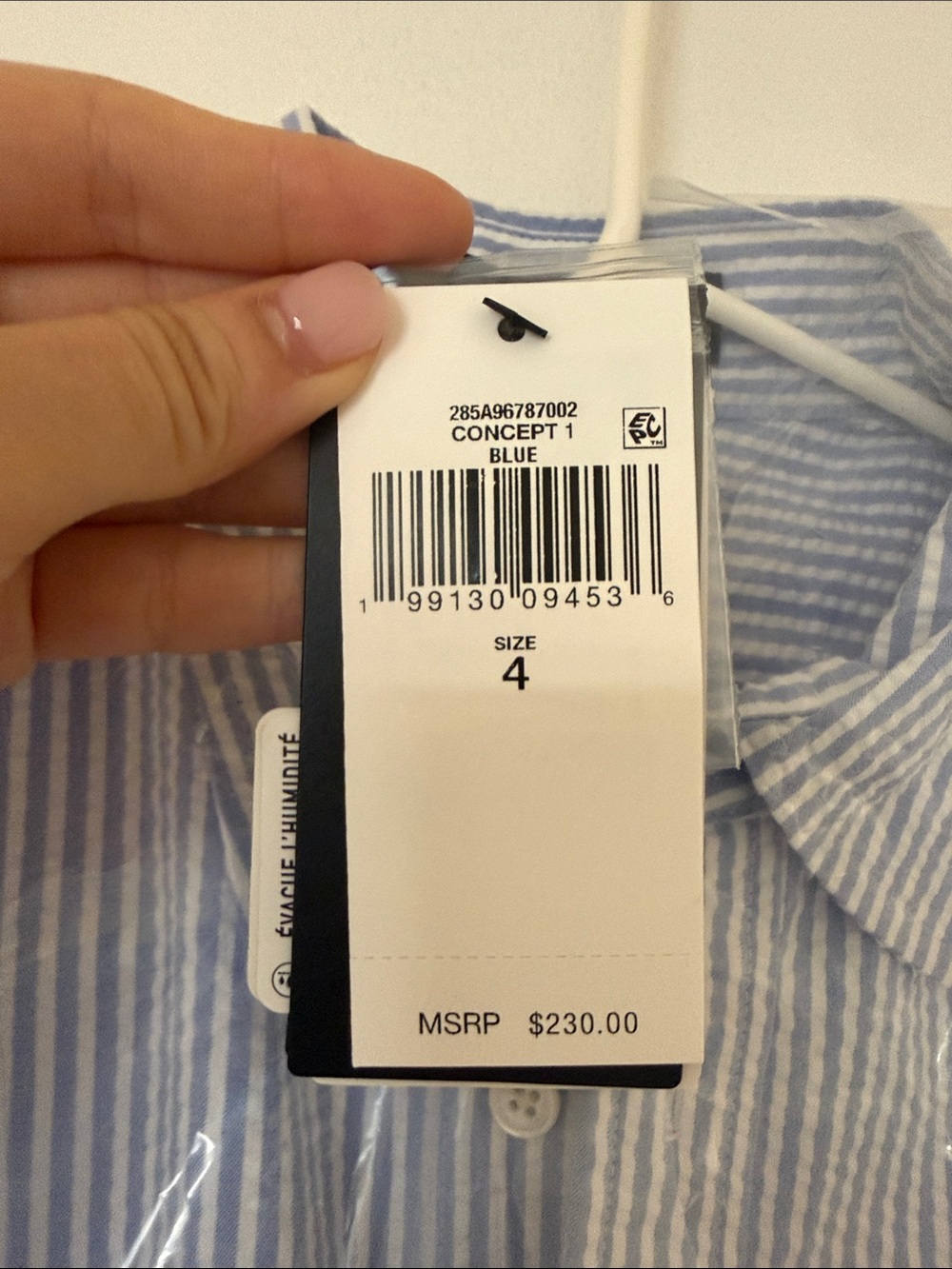 RALPH LAUREN (RLX)- Seersucker Sleeveless Shirtdress Blue White Stripe- SIZE 4 - Picture 7 of 10